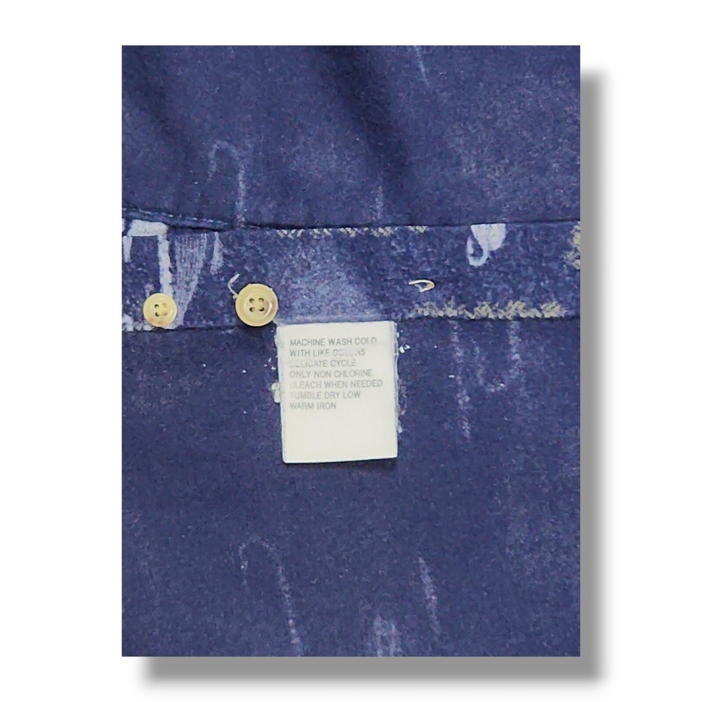 Crossings Thick Flannel Button Up Fishing Tackle Long Sleeve Blue Shirt Men's XL - Picture 8 of 9